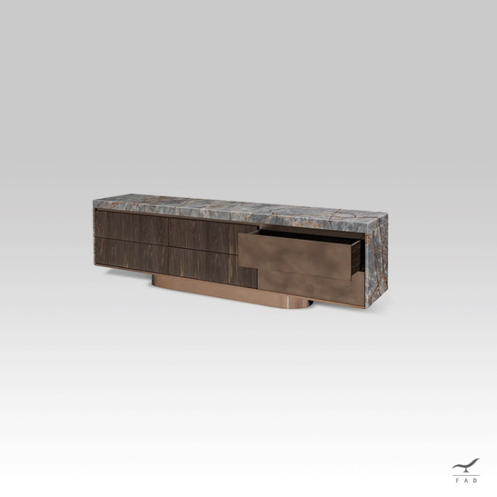 Credenza YANTO in Acciaio e Legno - Design Lineare ed Elegante