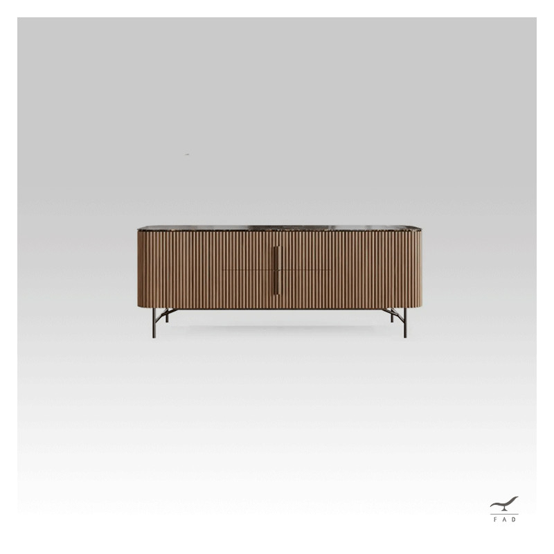 Elegant JIRO Sideboard | Veneered Plywood with Metal Base | Stoneware or Marble Top