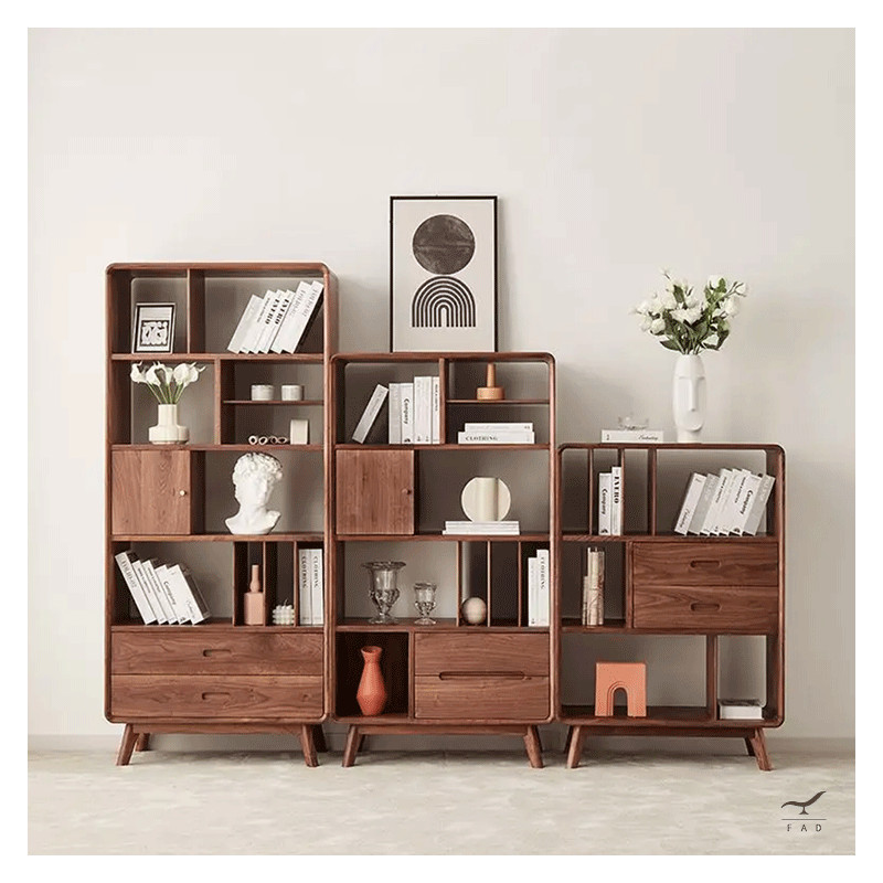 Luxury SLAM Bookcase with Canaletto Walnut Wood Veneer | Customizable Office Bookcase