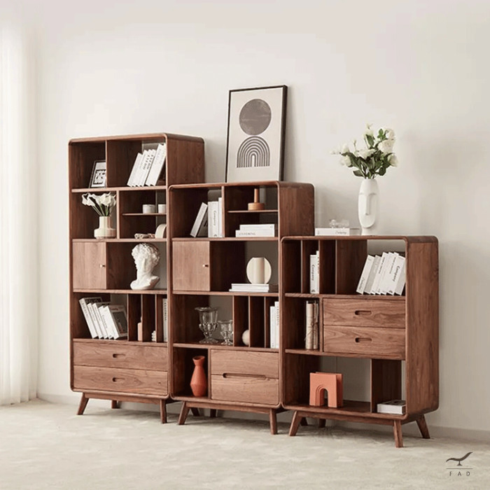 Luxury SLAM Bookcase with Canaletto Walnut Wood Veneer | Customizable Office Bookcase