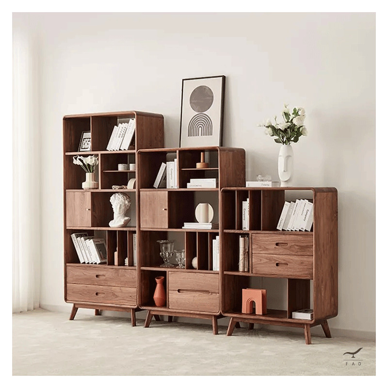 Luxury SLAM Bookcase with Canaletto Walnut Wood Veneer | Customizable Office Bookcase