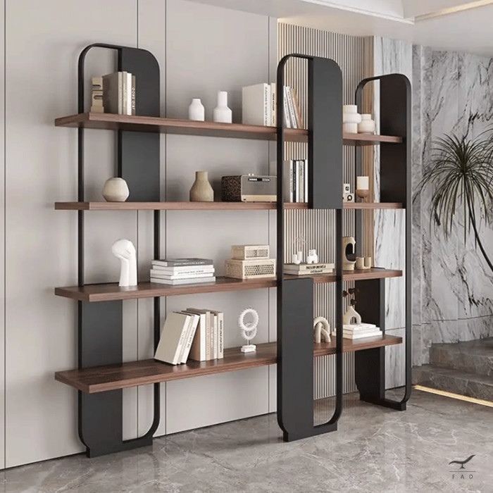 Modern Design SLIDE Bookcase | Steel Structure with Wooden Shelves