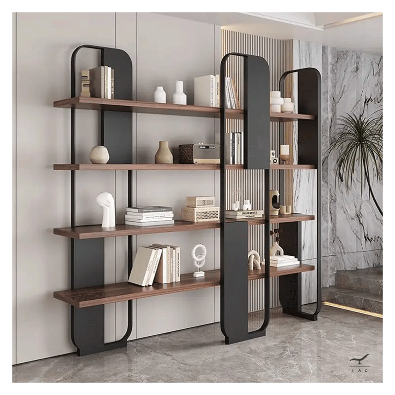 Modern Design SLIDE Bookcase | Steel Structure with Wooden Shelves