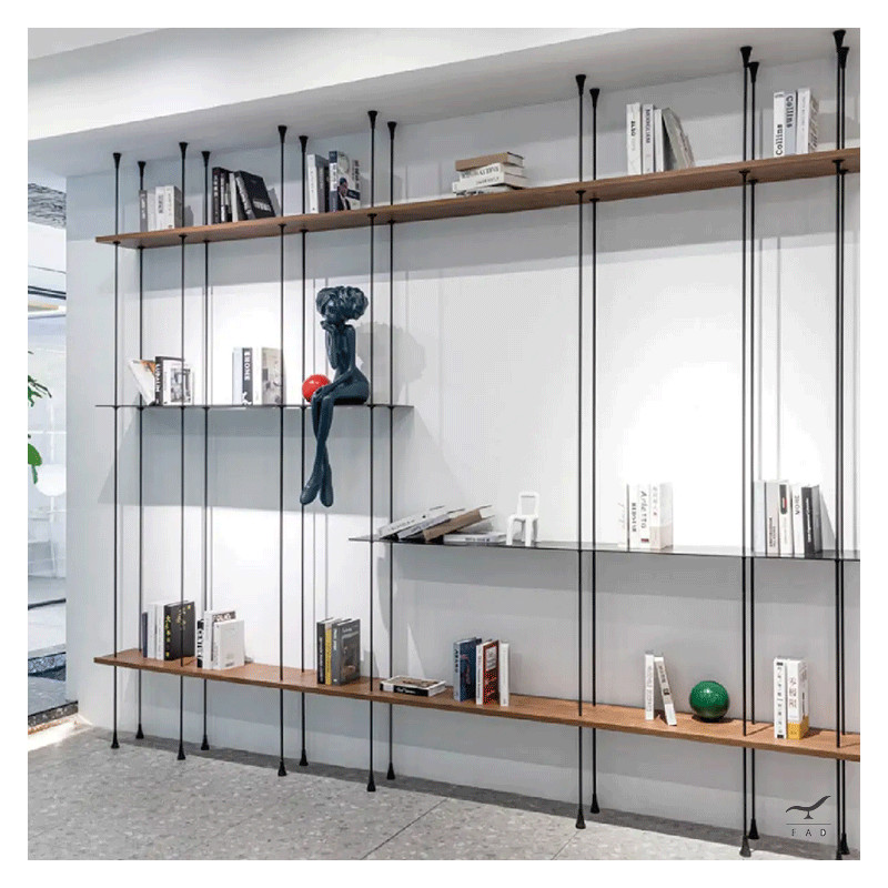 Modern and Elegant TUBE Bookcase with Steel Tubing and Wooden Shelves