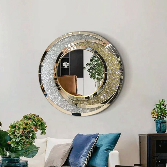 Luxurious JAVA Designer Mirror with Unique Gold and Silver Shapes