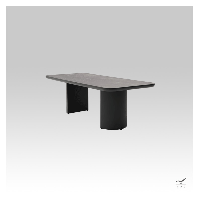 Luxury Outdoor KHOP Table with Painted Aluminum Structure and Ceramic Top