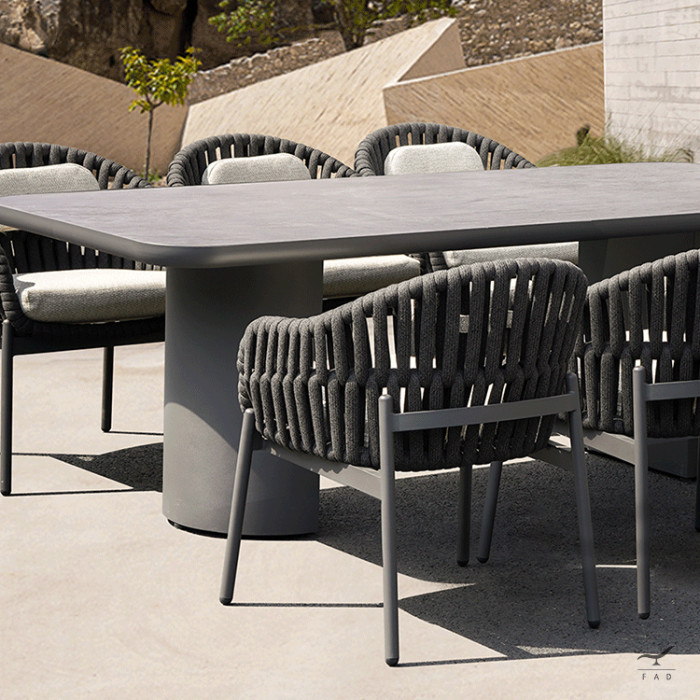 Luxury Outdoor KHOP Table with Painted Aluminum Structure and Ceramic Top