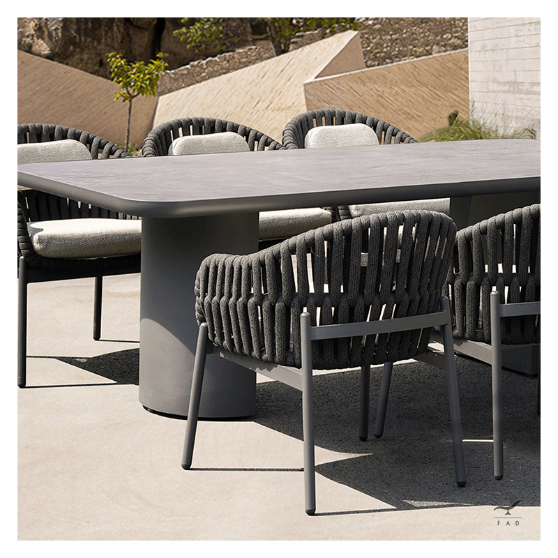 Luxury Outdoor KHOP Table with Painted Aluminum Structure and Ceramic Top