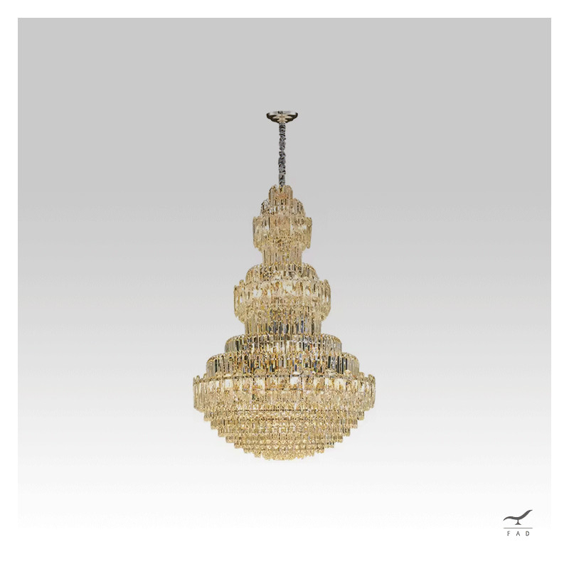 Luxury MOZART Chandelier: Painted Brass & Crystal - 24 Lights