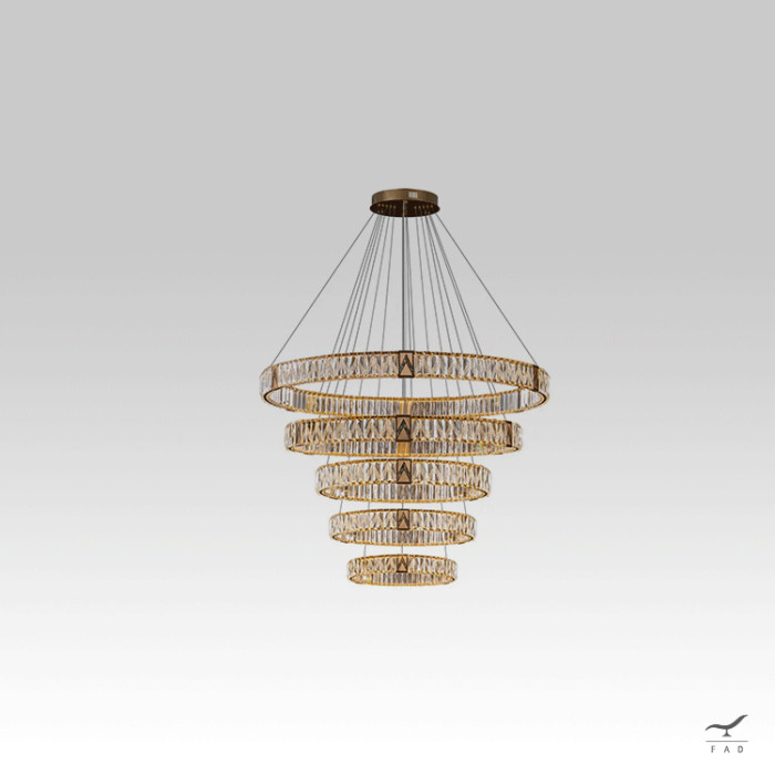 Luxurious LIST Chandelier with Steel and Crystal Circles | Customizable Design