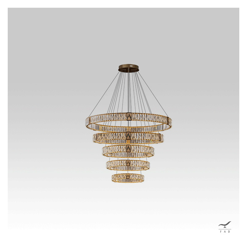 Luxurious LIST Chandelier with Steel and Crystal Circles | Customizable Design