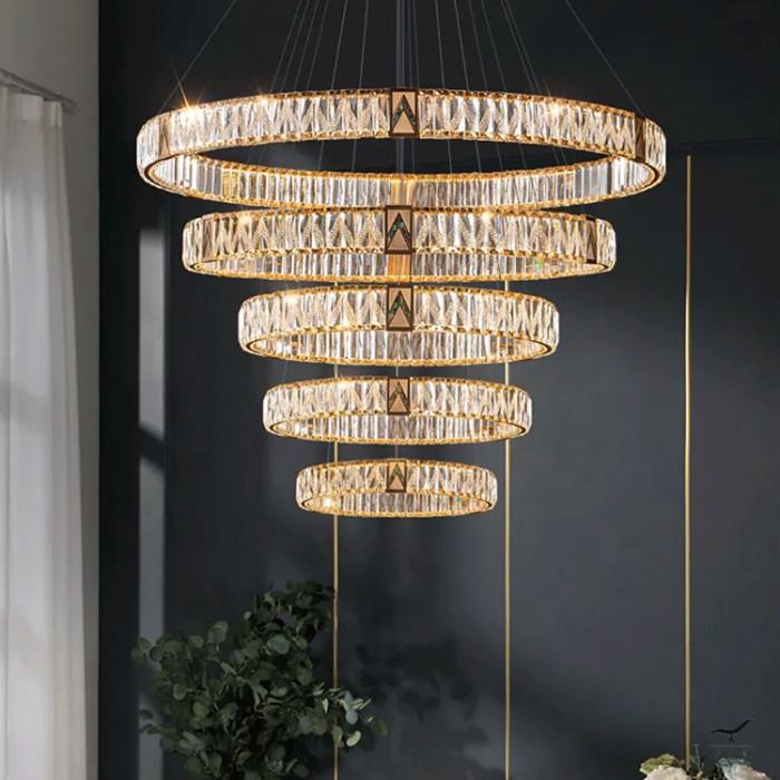 Luxurious LIST Chandelier with Steel and Crystal Circles | Customizable Design