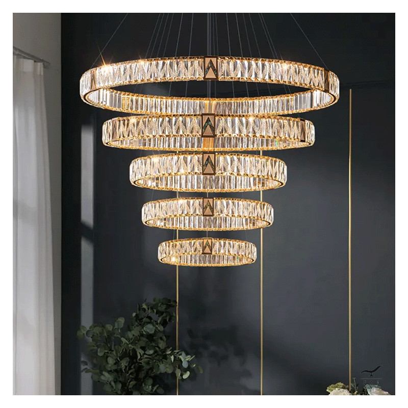 Luxurious LIST Chandelier with Steel and Crystal Circles | Customizable Design