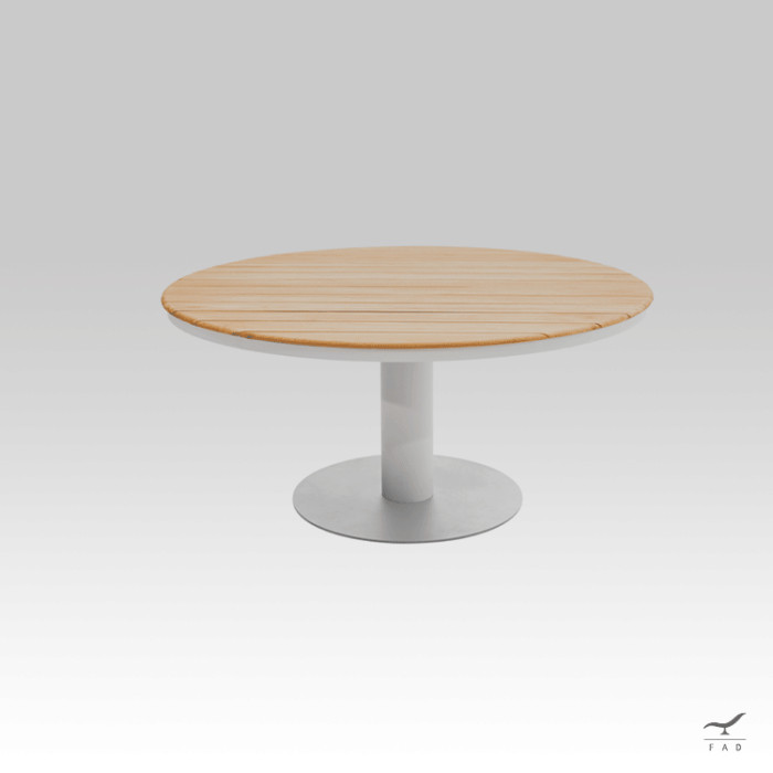 SASHA Round Aluminum and Teak Outdoor Table | Luxury and Modern Design