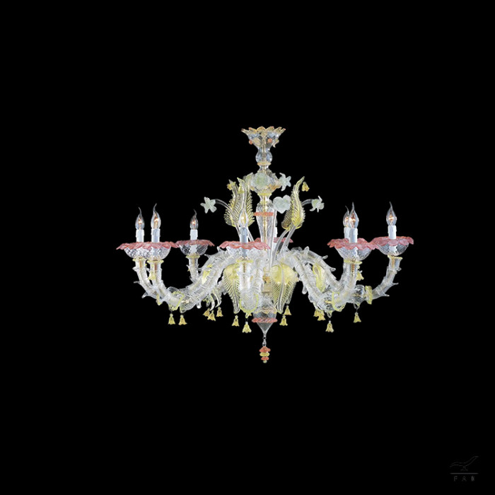 Luxury Antique Style Chandelier with Colored Glass Structure | Customizable Design