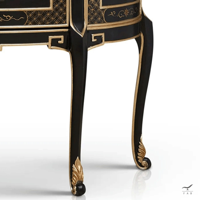 Luxury French Inspired Sideboard with Black and Gold Decoration