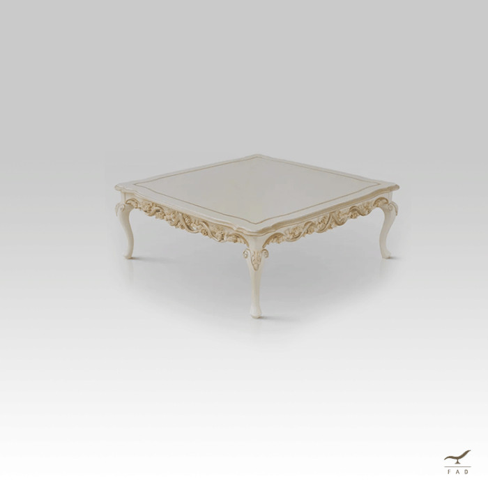 Luxurious Baroque Coffee Table with Intricate Floral Carvings | Ideal for Luxury Hotels and Palaces