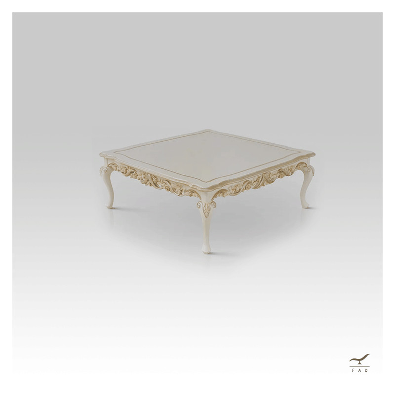 Luxurious Baroque Coffee Table with Intricate Floral Carvings | Ideal for Luxury Hotels and Palaces