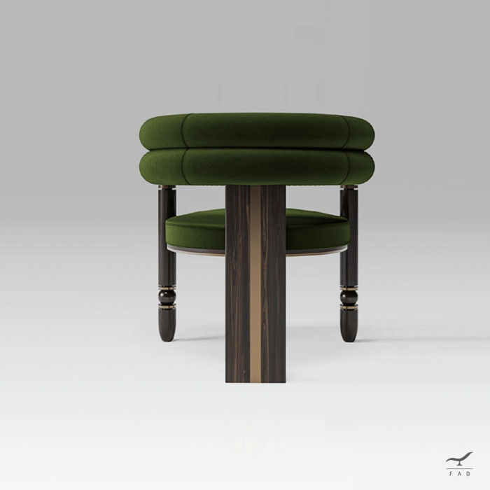 Luxury ADAM Chair for Designer Homes | Elegant Dining Chair with Brass & Wood Legs