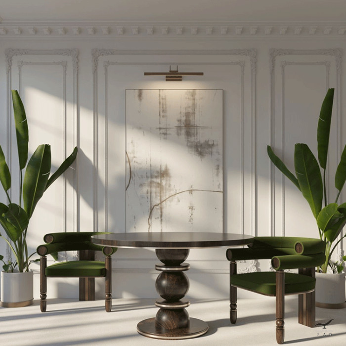 Luxury ADAM Chair for Designer Homes | Elegant Dining Chair with Brass & Wood Legs