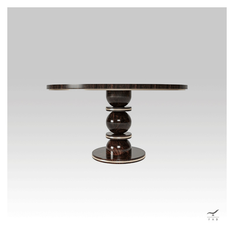 Luxury Round Dining Table - KOMOX Table with Wood and Brass Structure