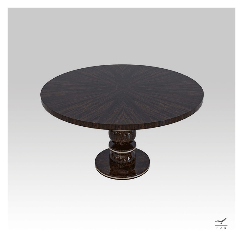 Luxury Round Dining Table - KOMOX Table with Wood and Brass Structure