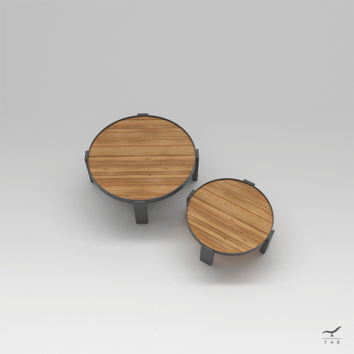 CROS Coffee Tables | Teak Top and Powder-Coated Steel Structure