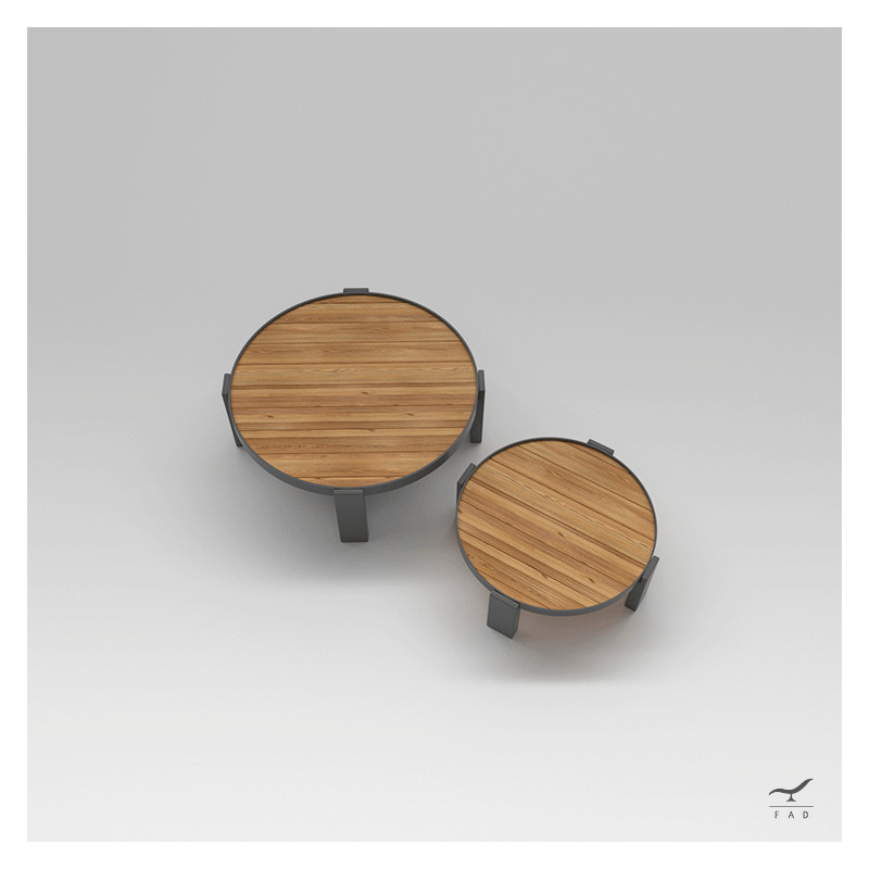 CROS Coffee Tables | Teak Top and Powder-Coated Steel Structure