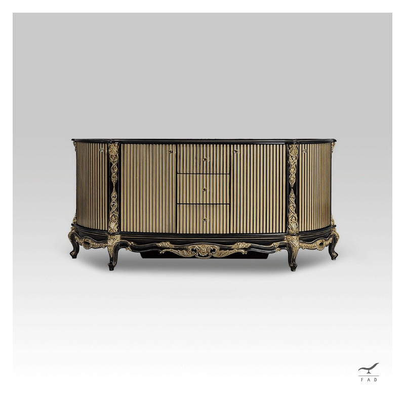 Gilded and Lacquered Solid Wood Sideboard | Baroque Design | Luxury Furniture