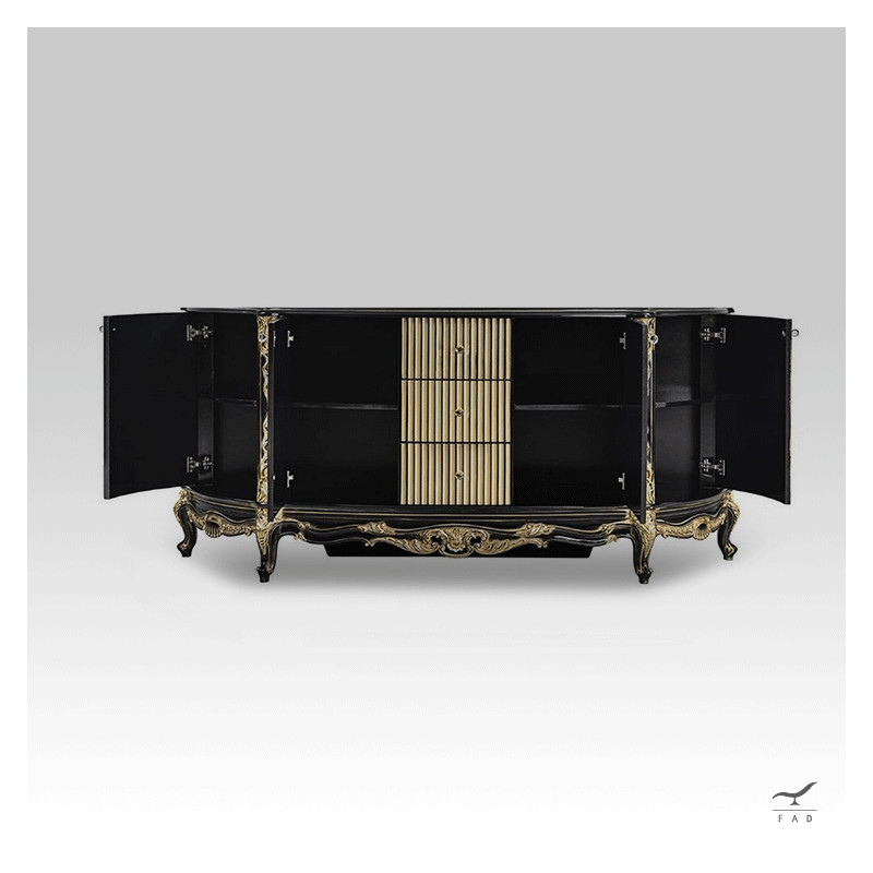 Gilded and Lacquered Solid Wood Sideboard | Baroque Design | Luxury Furniture