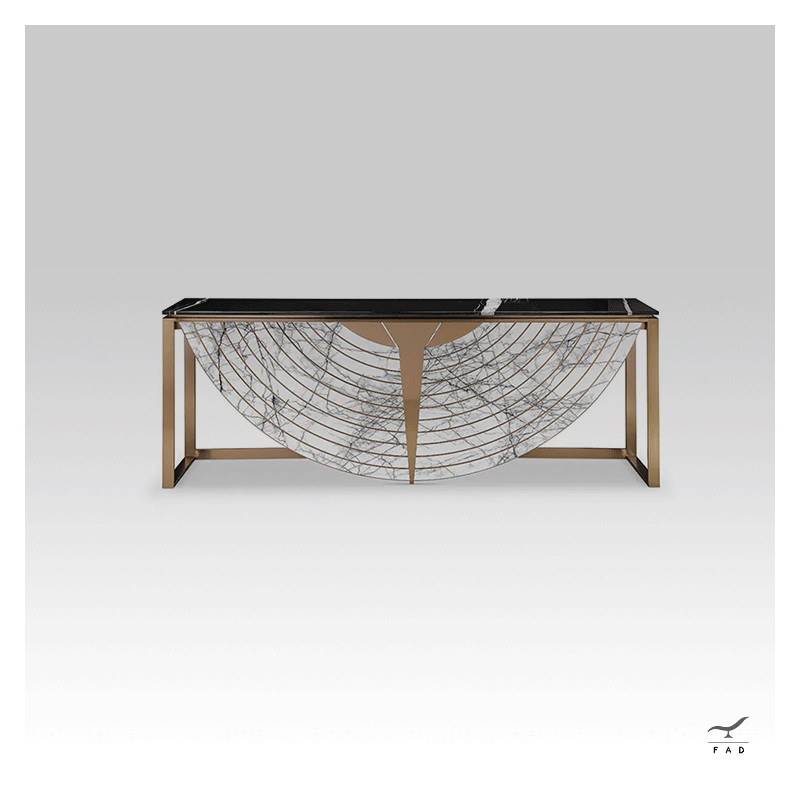 Console PERSEO in Marmo e Ottone Verniciato | Design Elegante e Moderno