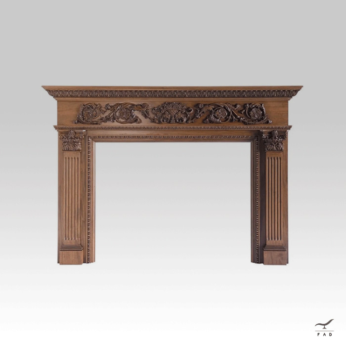 Antique Style Luxury Fireplace in Carved Wood | Artisanal Craftsmanship