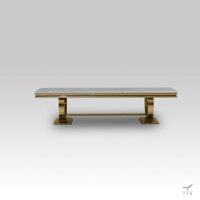 Elegant and Modern VERSUS Coffee Table with Painted Steel Base and Ceramic Top