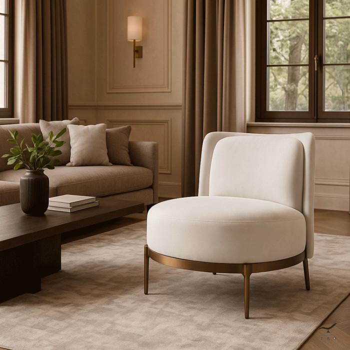 AURELIA – Poltrona di Design con Base in Bronzo per Interni di Lusso