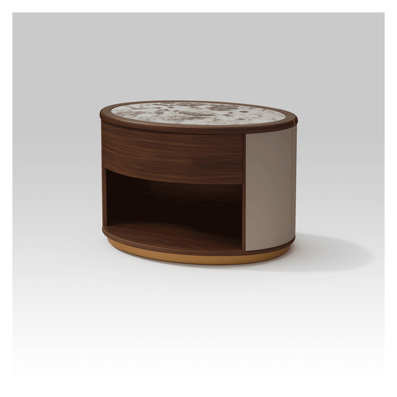 KERES – Walnut & Marble Luxury Nightstand | FADseign