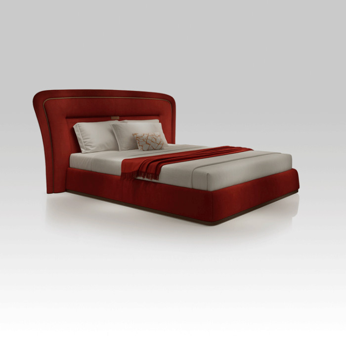 Safhir Bed – Luxury Upholstered Velvet Bed with Brass Detail - FADesign