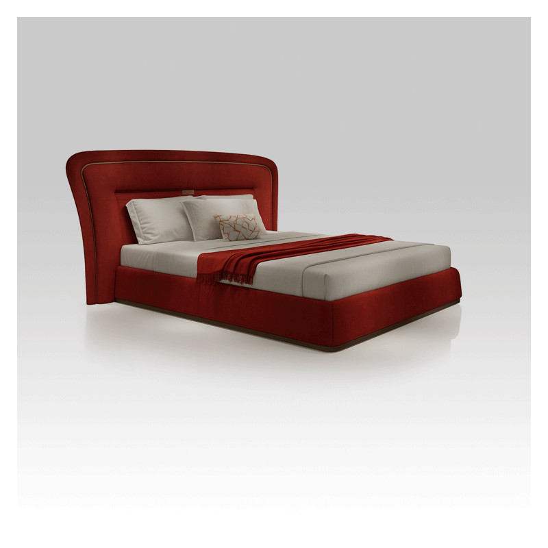 Letto SAFHIR – Letto imbottito in velluto rosso e ottone dorato - FADesign