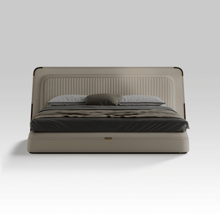 : MIRAGE Bed – Luxury Upholstered Bed with Brass and Wood Details - FADesign