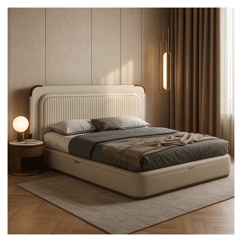Letto MIRAGE – Letto imbottito di lusso con testiera alta e ottone - FADesign