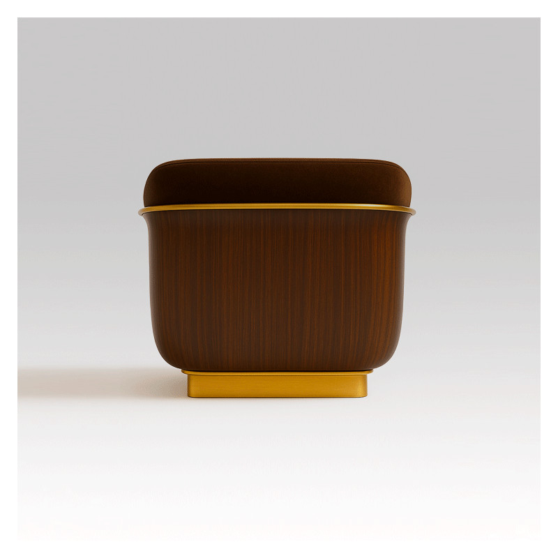 LUNARE Armchair – Velvet and Walnut Luxury Chair with Gold Finish | Fadesign