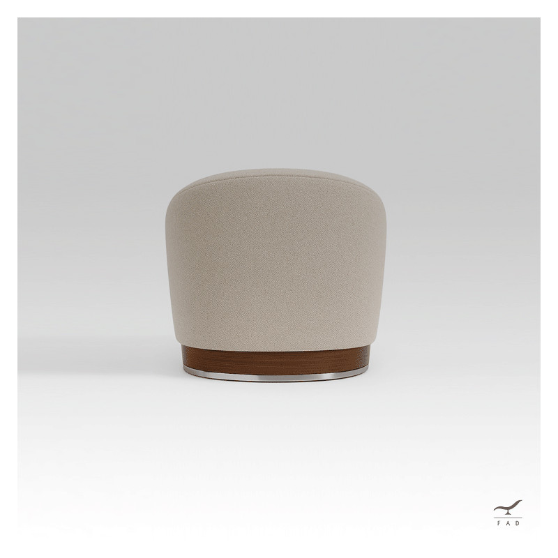 Poltrona Montis – Bouclé Avorio, Base in Noce e Acciaio Cromato | Fadesign