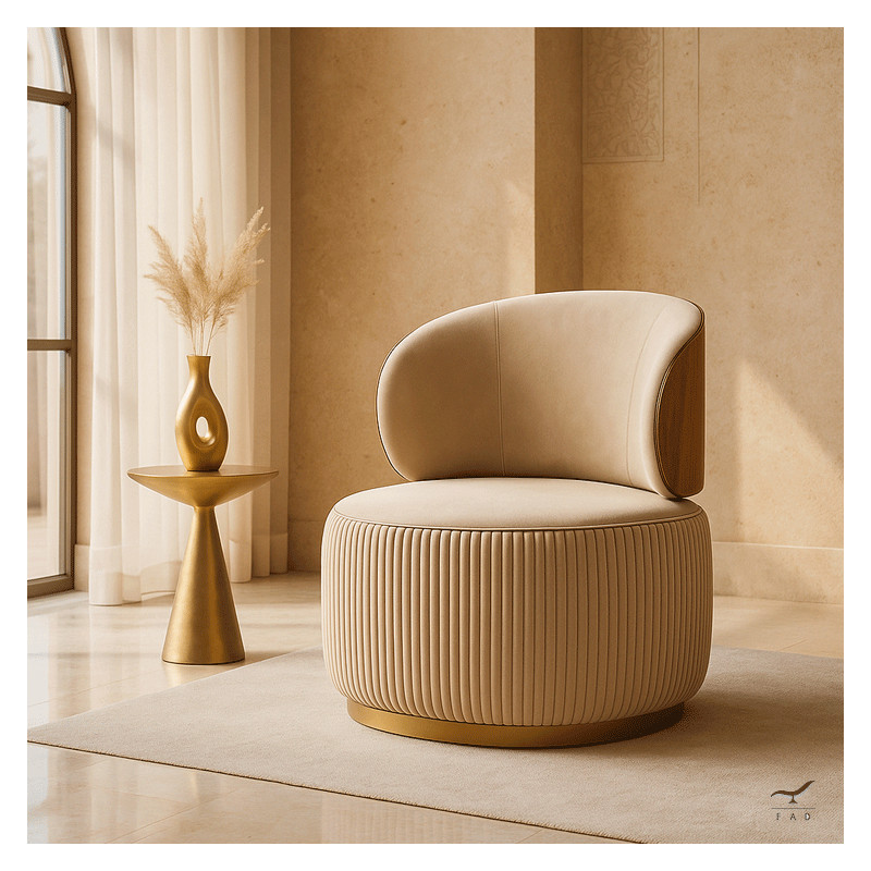 BOSE Luxury Walnut Canaletto & Brass Armchair | Italian Design for Majlis