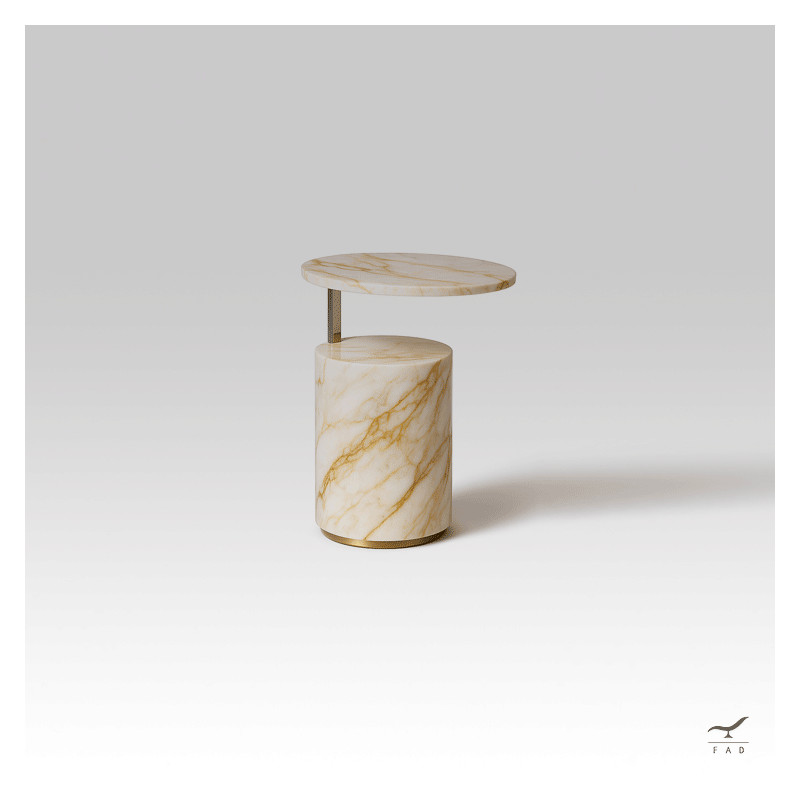 Calacatta Oro & Chrome Side Table – Luxury Marble Accent Table for Modern UAE Interiors