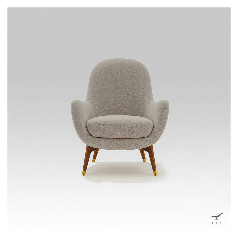 Poltrona HORE – Bouclé Grigio & Noce Canaletto