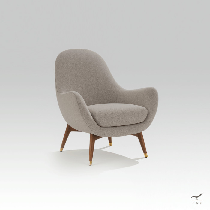 Poltrona HORE – Bouclé Grigio & Noce Canaletto