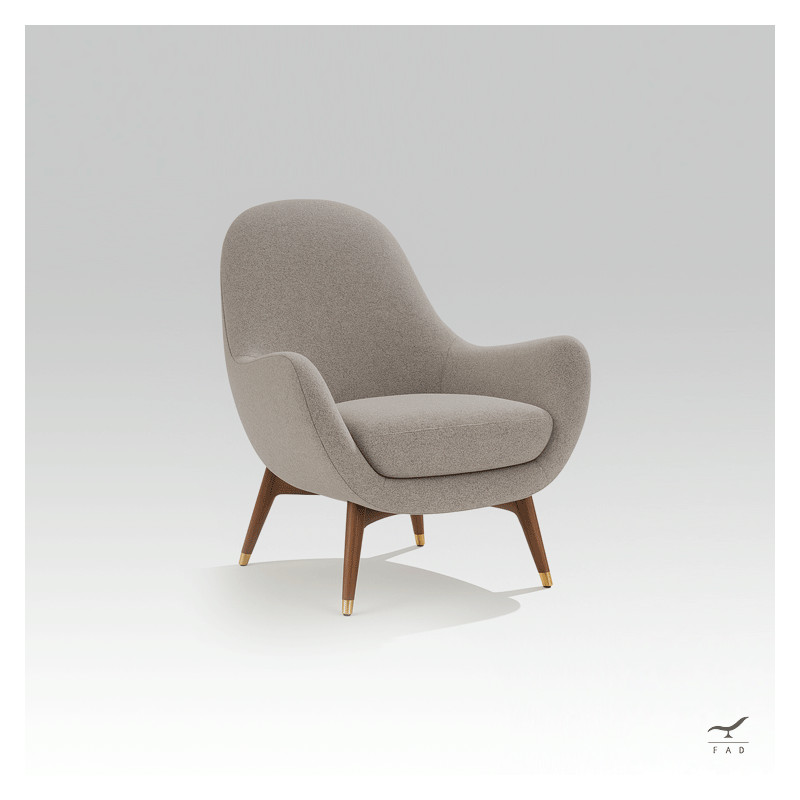Poltrona HORE – Bouclé Grigio & Noce Canaletto