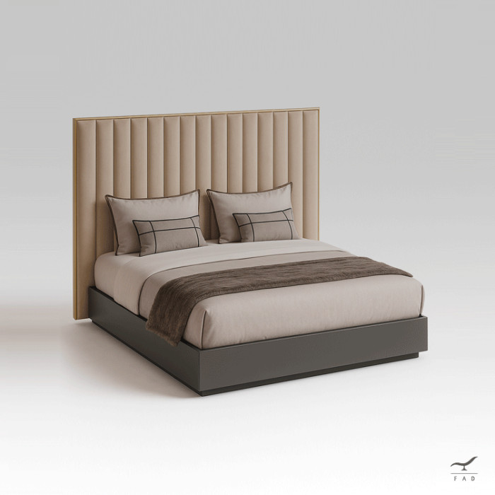 Desy luxury king bed, champagne velvet headboard