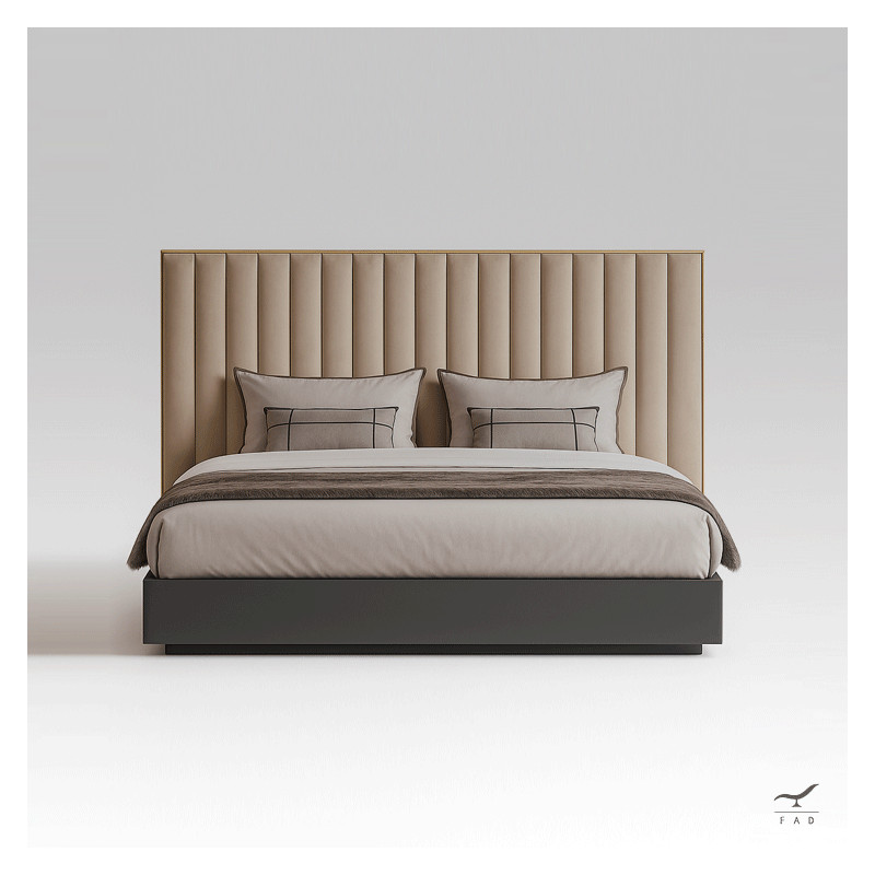 DESY Letto King Size di Lusso con Testiera in Velluto Champagne