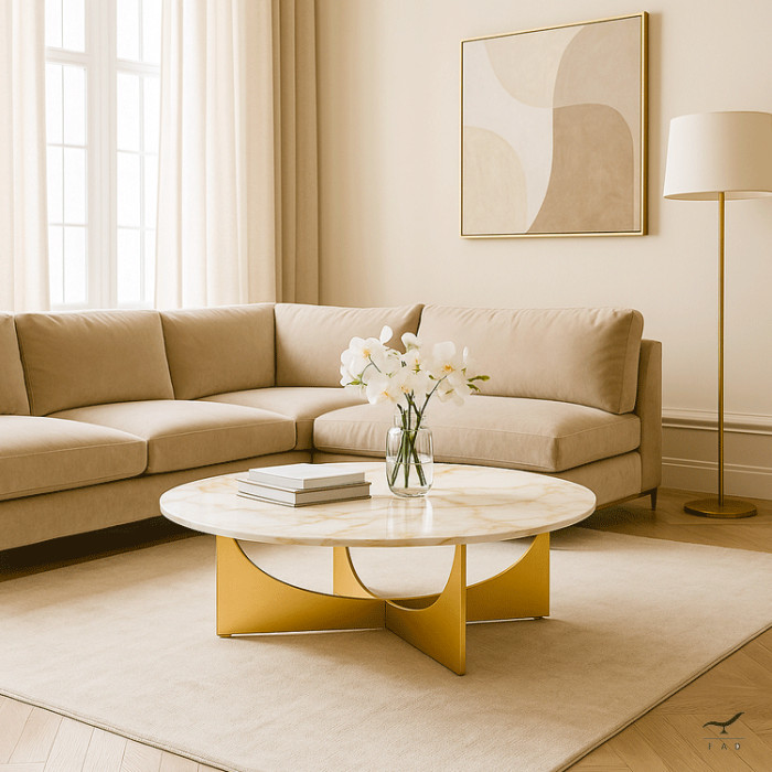 Tavolino di Lusso SERIS in Marmo Nero e Ottone | Design Elegante