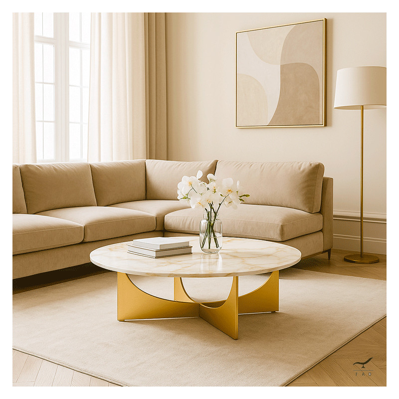Tavolino di Lusso SERIS in Marmo Nero e Ottone | Design Elegante